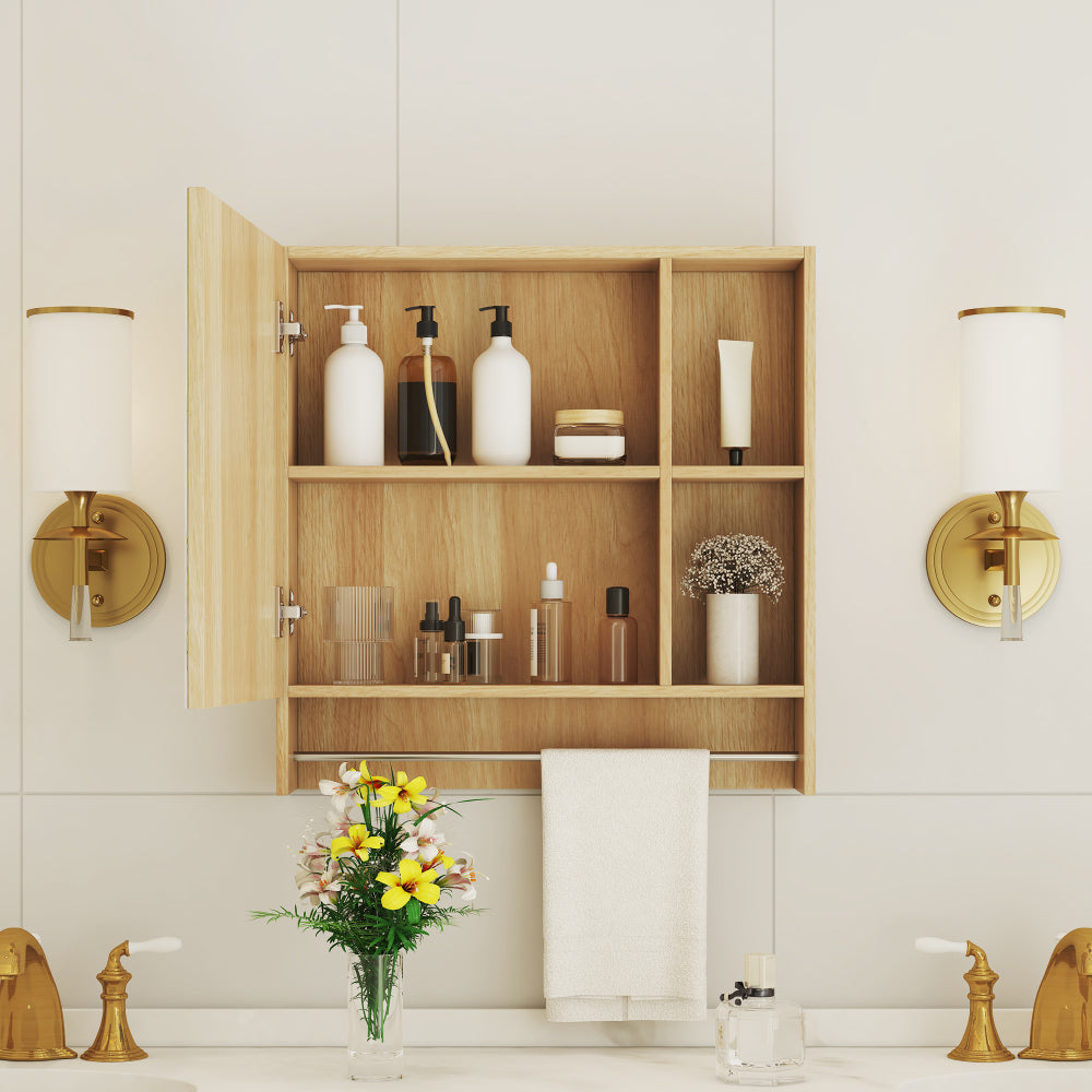 Bathroom Mirror Cabinet Wall Mounted,Medicine Cabinet,Over The Toilet Storage Cabinet with Shelves and Towel Rack
