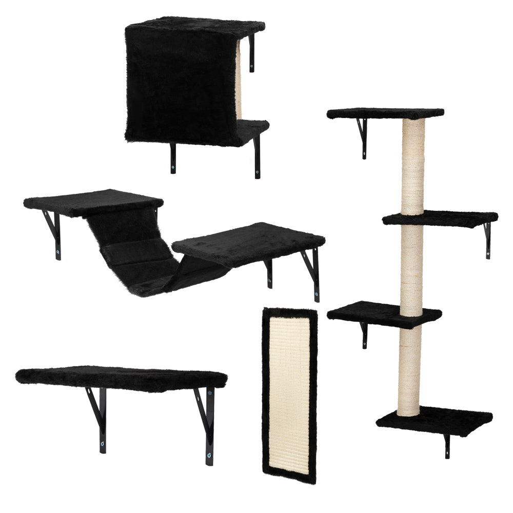 Cat Wall Shelves, Wall-Mounted Cat Climber Set of 5, Floating Cat Perches, Cat Furniture