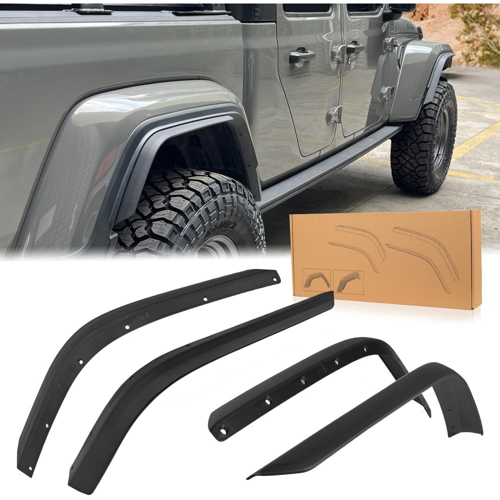 Front & Rear Fenders Compatible with 2020-2024 Jeep Wrangler Gladiator JT Sport & Willys( Fit JT Original low Fender )