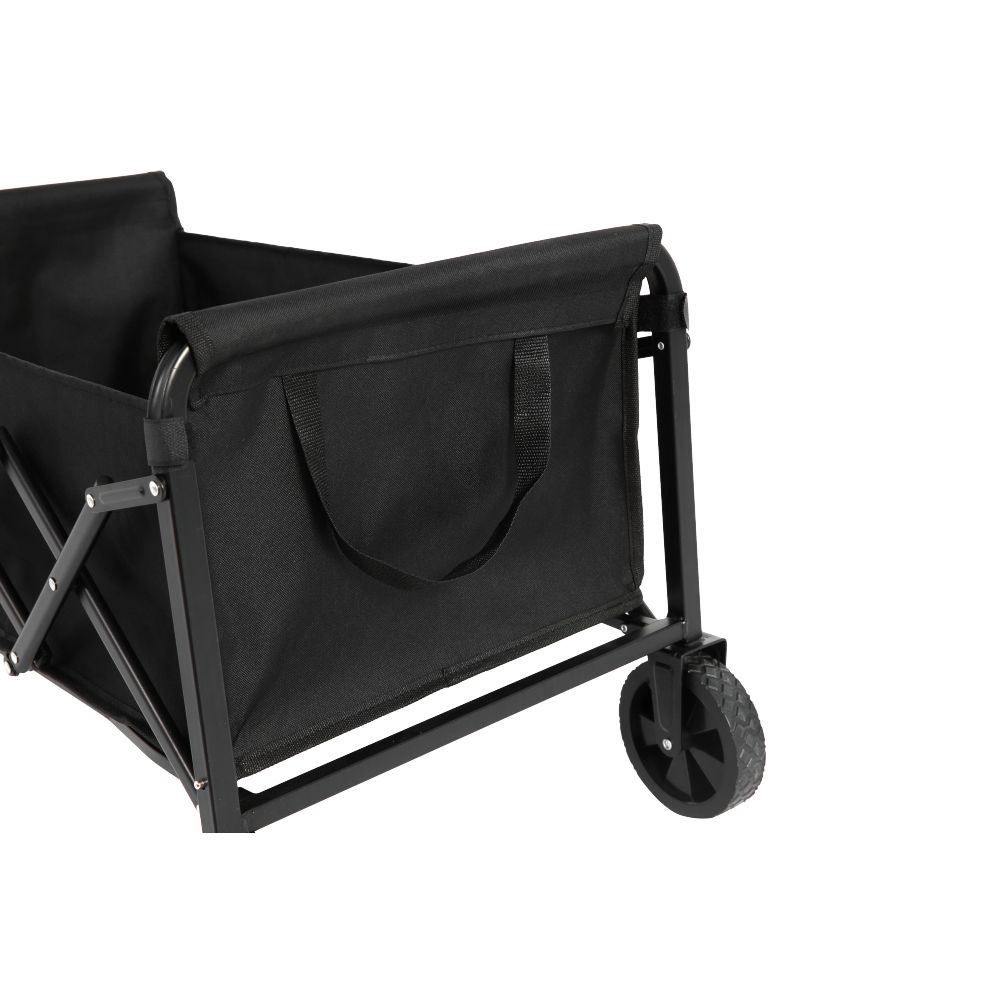 Lightweight Portable Heavy Duty Folding Beach Wagons with Wheels - Outdoor Utility Carts for Grocery, Camping, Shopping, Sports, Garden with Large Capacity-Black