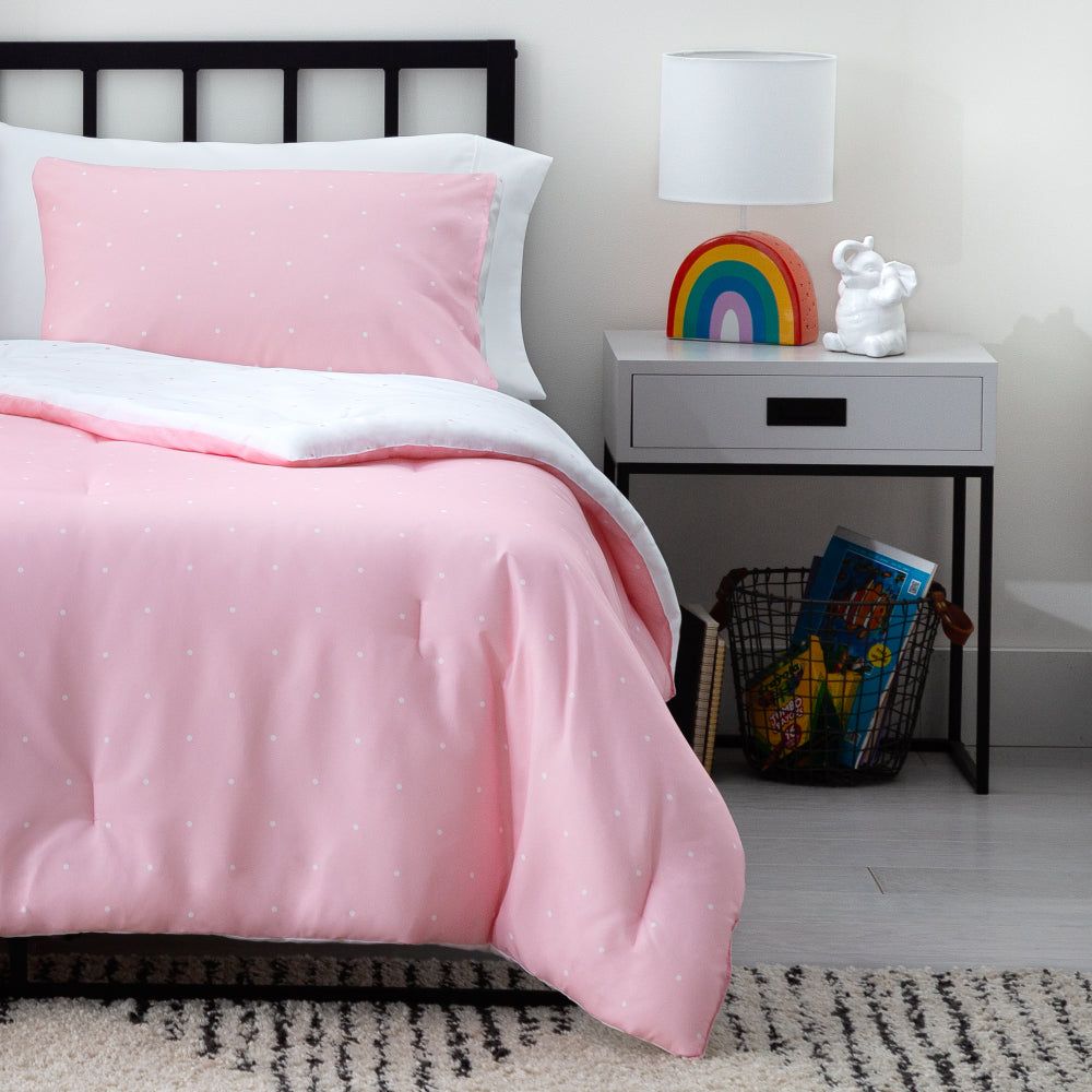 Linenspa Microfiber Designer Comforter - Polka Dot , Cal King, Pink