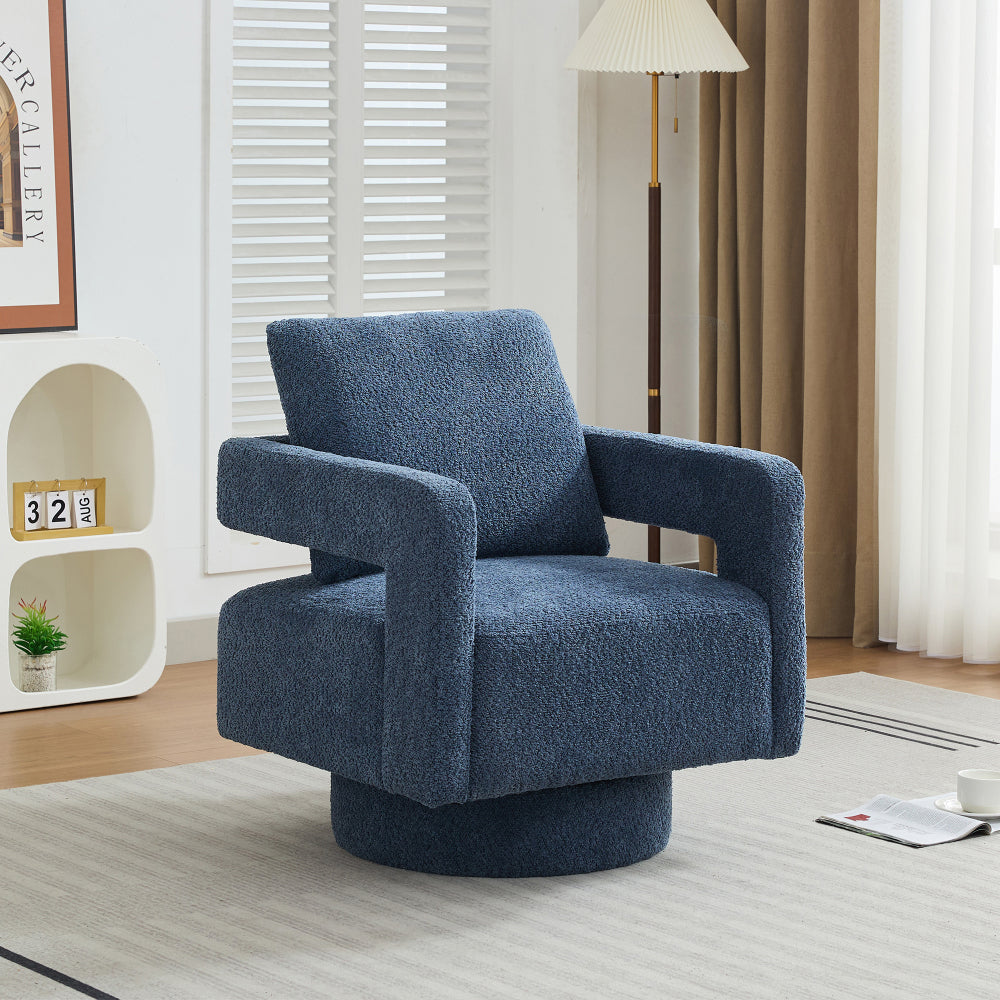 29.13" W Square Swivel Accent Chair, Modern Rotating Arm Chair with Open Back,360 Degree Rotation, Lounge Club Chair with Removable Back Cushion for Living Room, Hotel, Bed Room,Charcoal