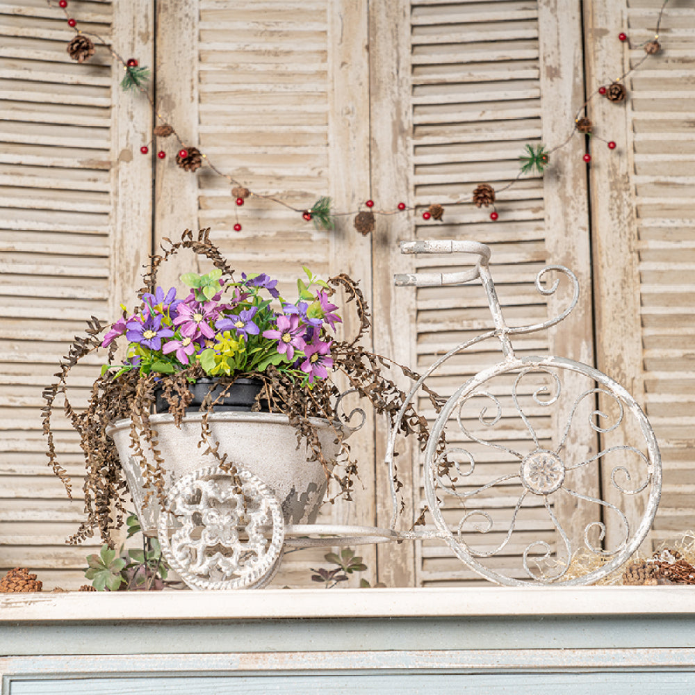 Rustic Bicycle Metal Wire Wall Planter Basket, Decorative Hanging Flower Pots, Vintage Bicycle Wall Art for Home, Garden, and Office Decor