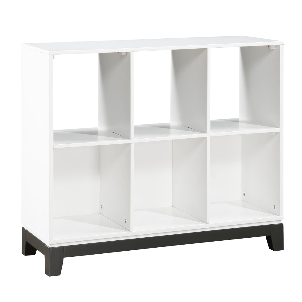 White Finish 6-Shelf Bookcase Wooden Furniture 1pc