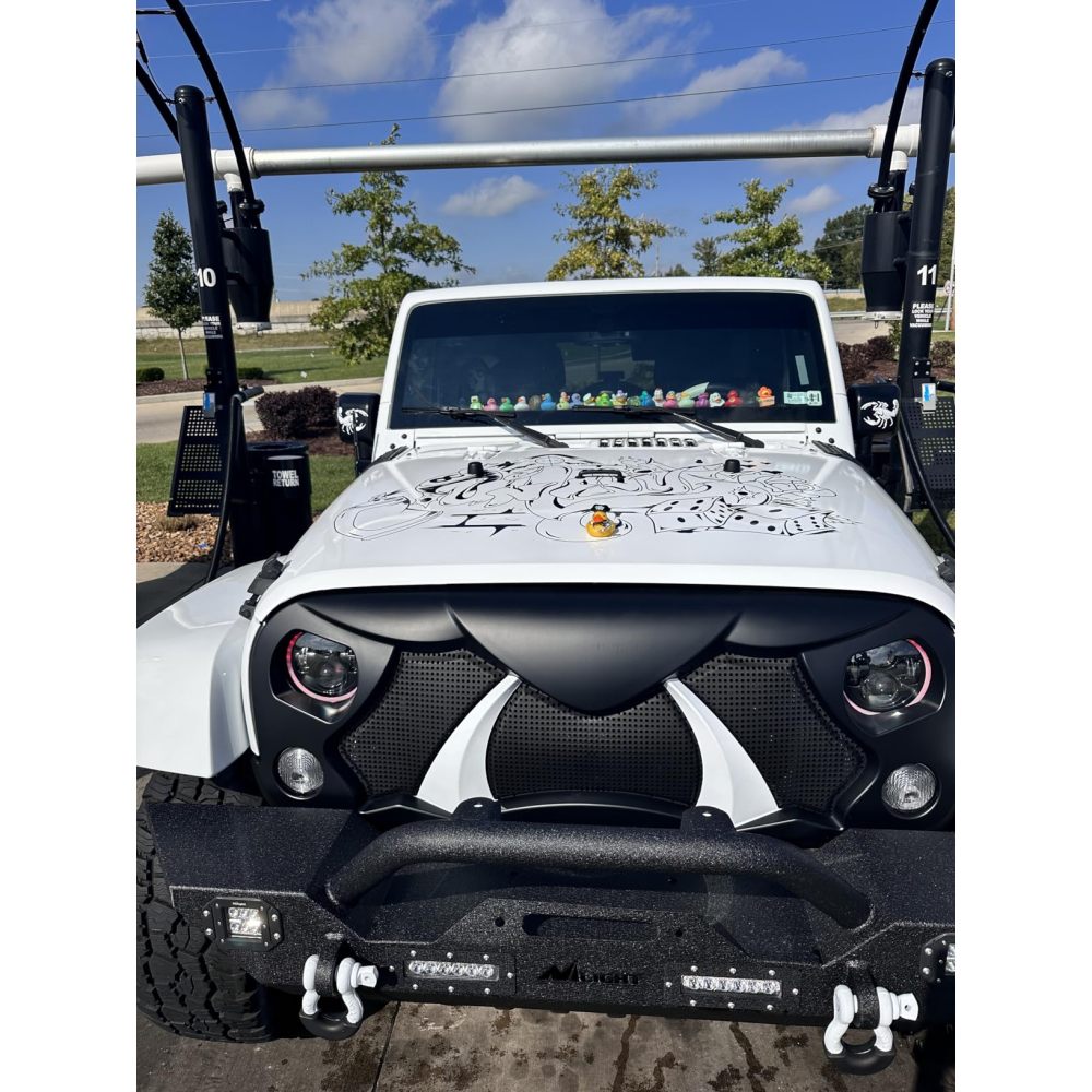Halloween Front Grille Grid Grill for 2007-2018 Jeep Wrangler Rubicon Sahara Sport JK/JKU, Matte Black