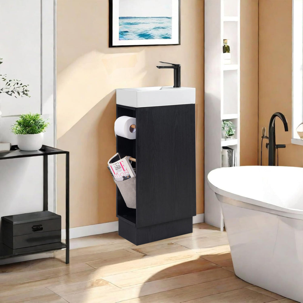 16 inch Bathroom Vanity Sink Combo for Small Bathroom - Natural Ash