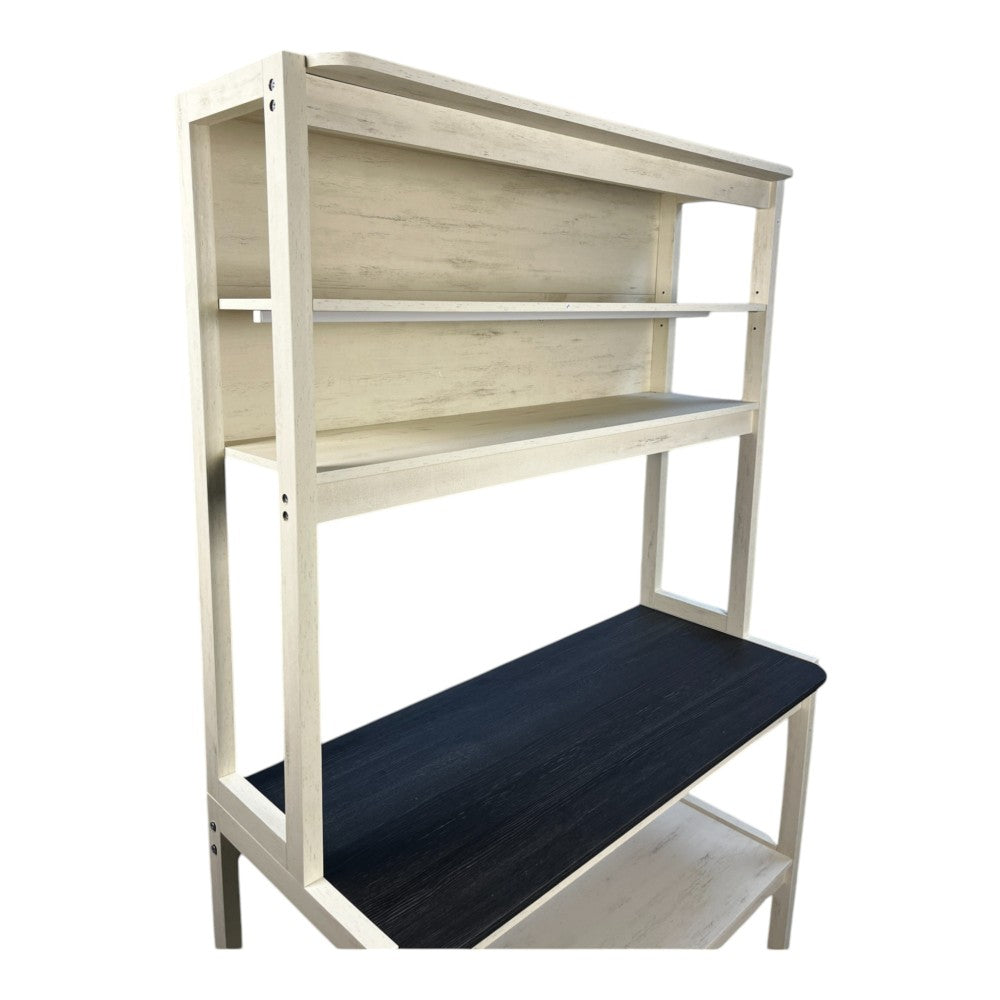 39.37" White and Black color 5-Tier Bakers Rack for Kitchen with Storage, Coffee Bar, Kitchen Shelves,  Microwave Stand