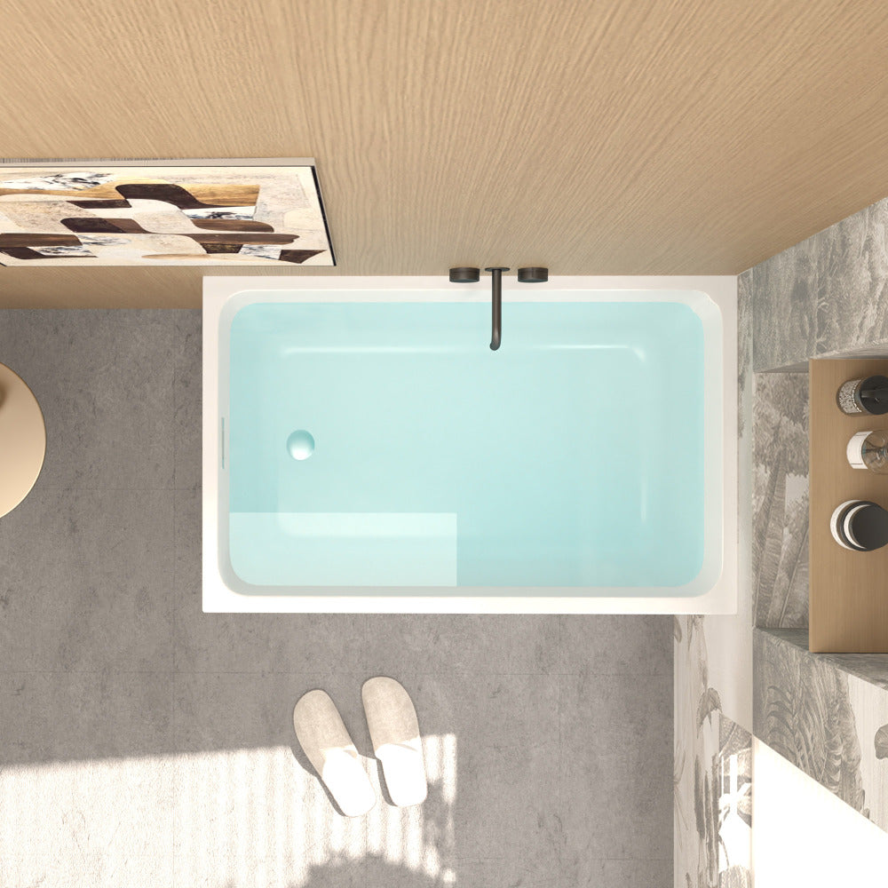 43"  Acrylic Freestanding Bathtub ,Spacious rectangle Shape, Gloss White Finish, Chrome Overflow & Pop-Up Drain CUPC Certificate