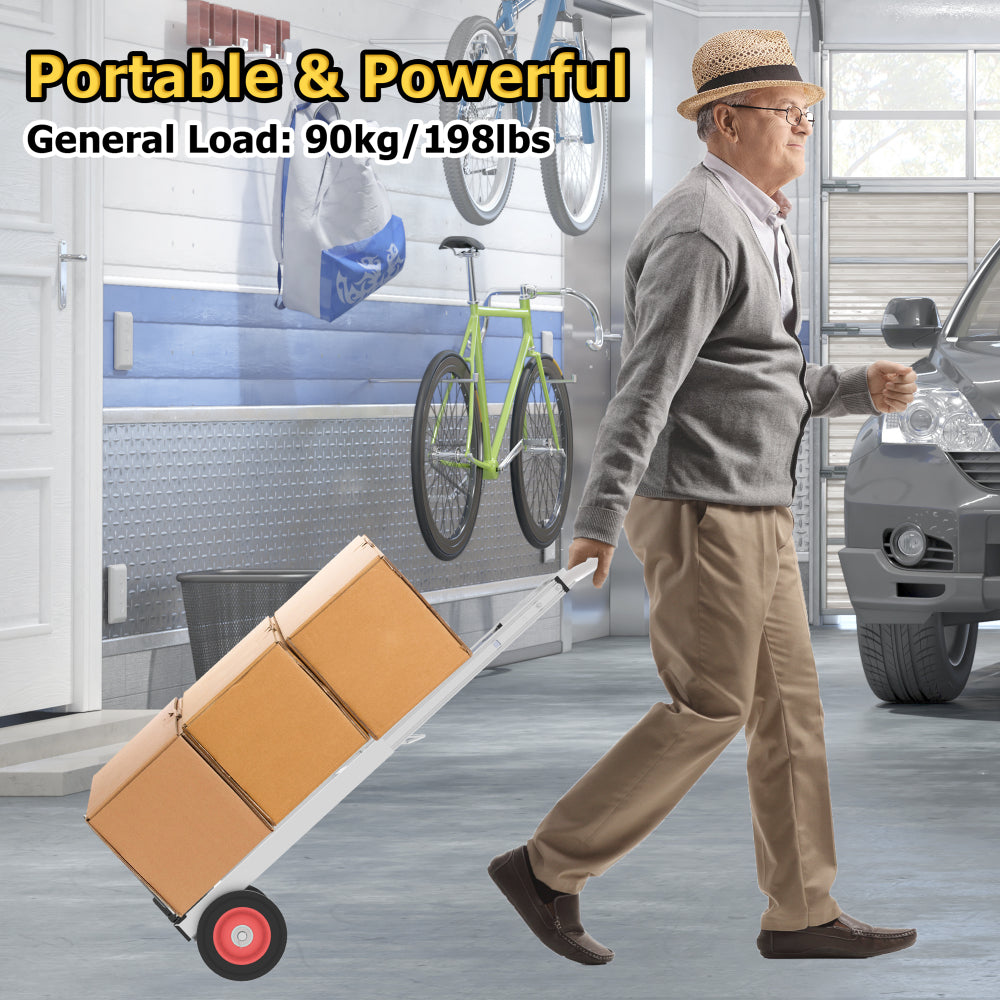 Folding Hand Truck Heavy Duty Foldable Dolly Cart with Wheels, Aluminum Collapsible Hand Cart Portable with Telescoping Handle
