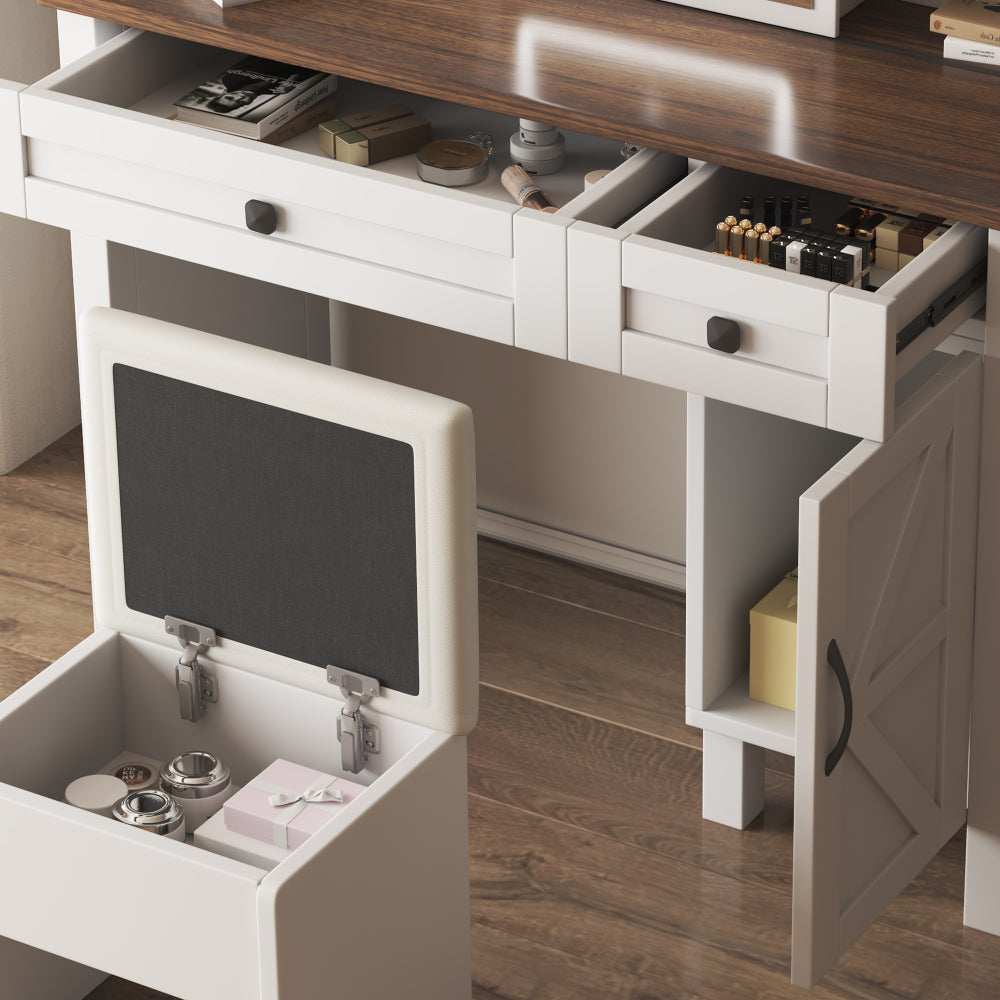 Farmhouse Makeup Vanity Desk with Sliding Mirror and Lights  Mirror only