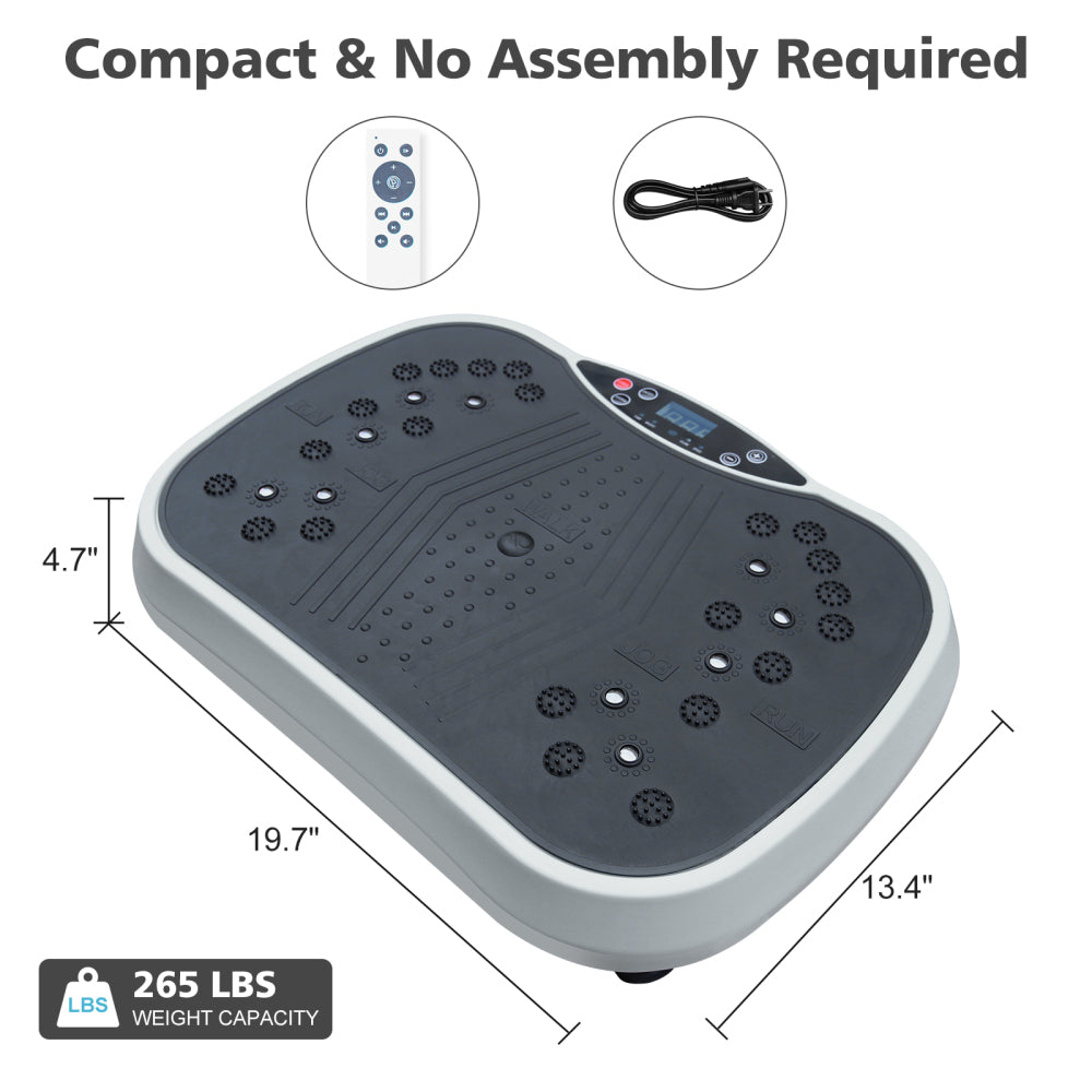 Vibration Plate Exercise Machine - Whole Body Workout Vibration Fitness Platform, Home Training Equipment for Weight Loss & Toning Grey