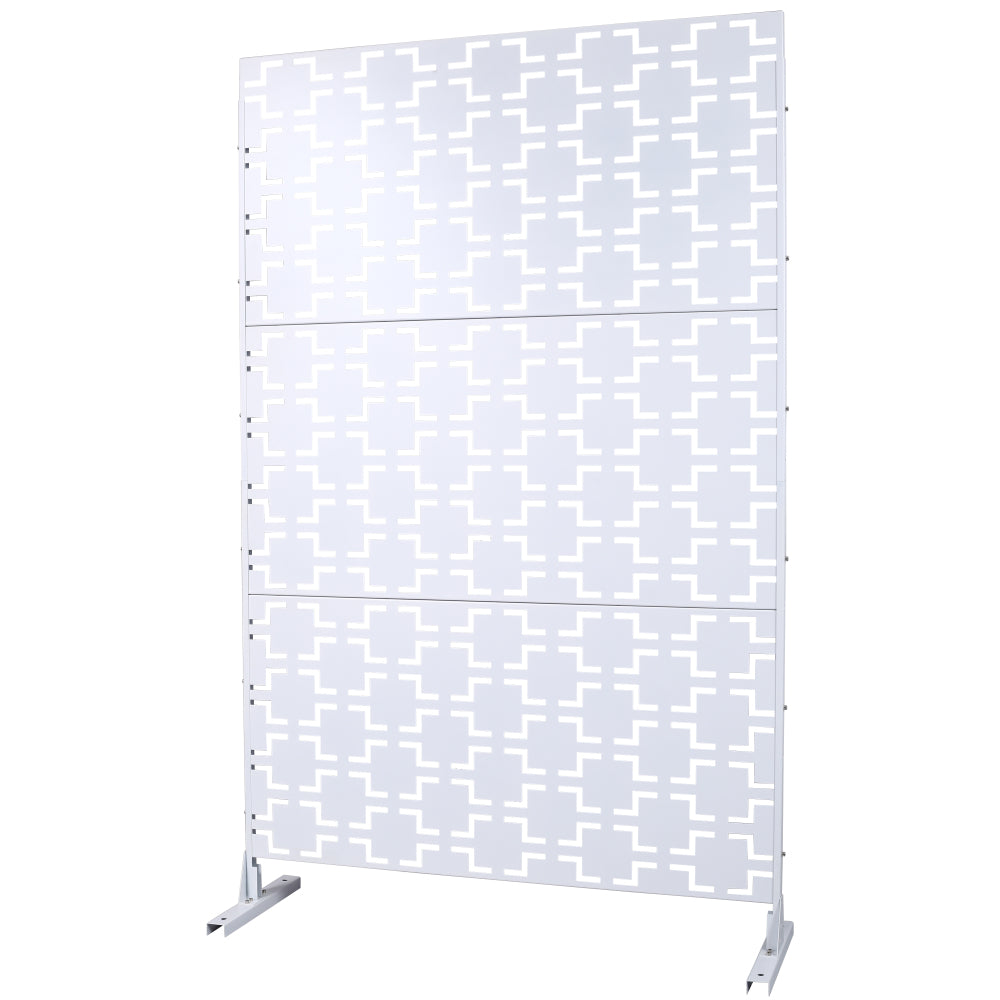 Outdoor & Indoor Privacy Screen Metal Privacy Screen 76" H×48" W, Freestanding Decorative Privacy Screen for Deck Balcony Patio, Privacy Fence Panels for Outside Lawn Garden PS105 WHITE