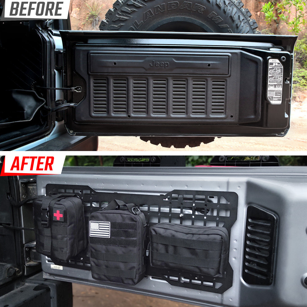 Tailgate Tactical Panel for Wrangler Tailgate Tool Kit Organizer Racks Compatible with Jeep Wrangler 2007-2018 JK JKU & 2018-2024 JL JLU