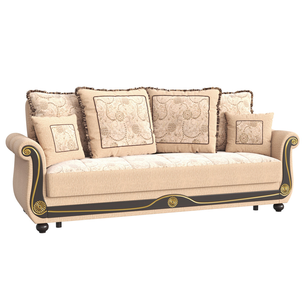 PrimeNest Timberline Collection Upholstered Convertible Sofabed with Storage, Beige