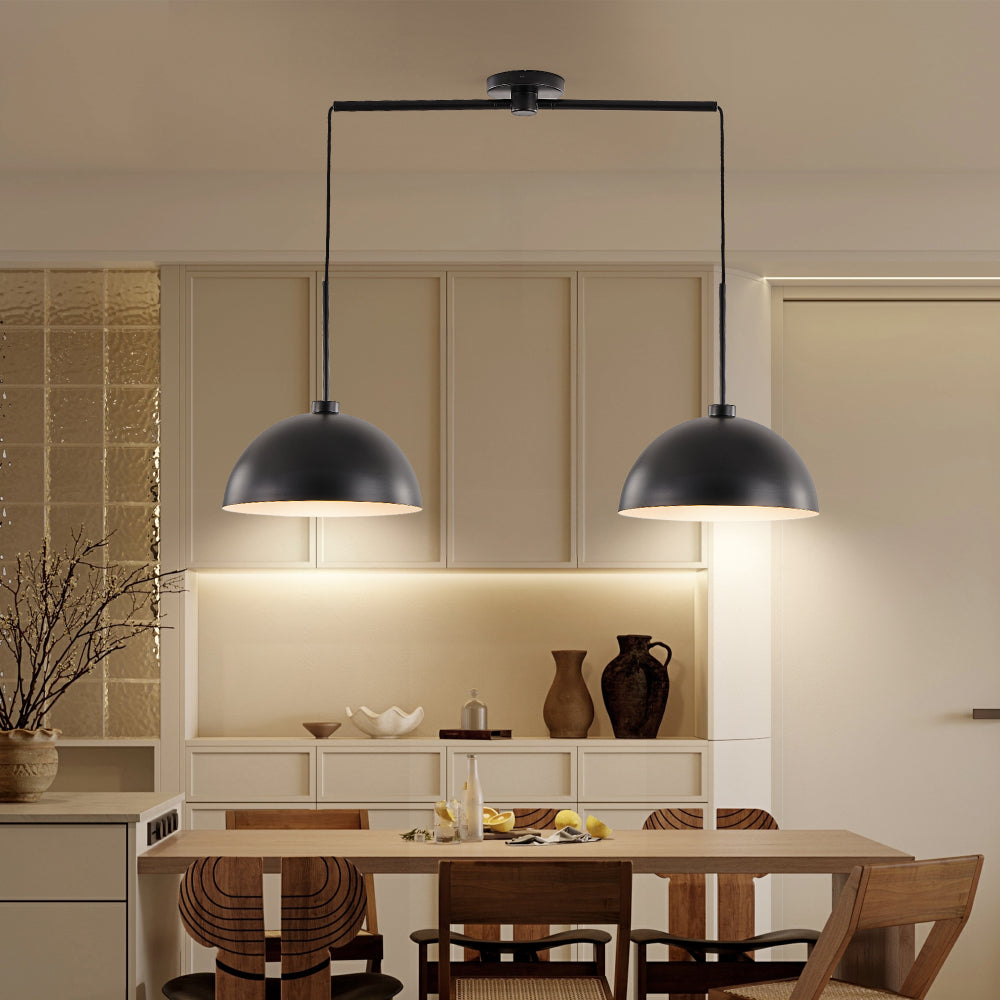 41" Industrial Modern Black Double Pendant Light – Adjustable Ceiling Hanging Lamp with Matte Finish for Dining Room, Kitchen, or Living Room – Stylish and Durable Lighting Fixture (No Bulbs)