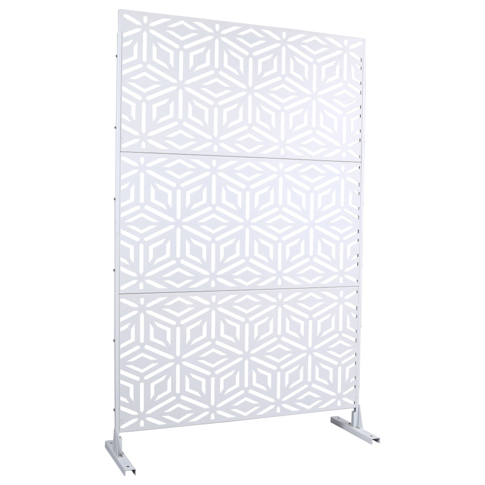Outdoor & Indoor Privacy Screen Metal Privacy Screen 76" H×48" W, Freestanding Decorative Privacy Screen for Deck Balcony Patio, Privacy Fence Panels for Outside Lawn Garden PS115 WHITE