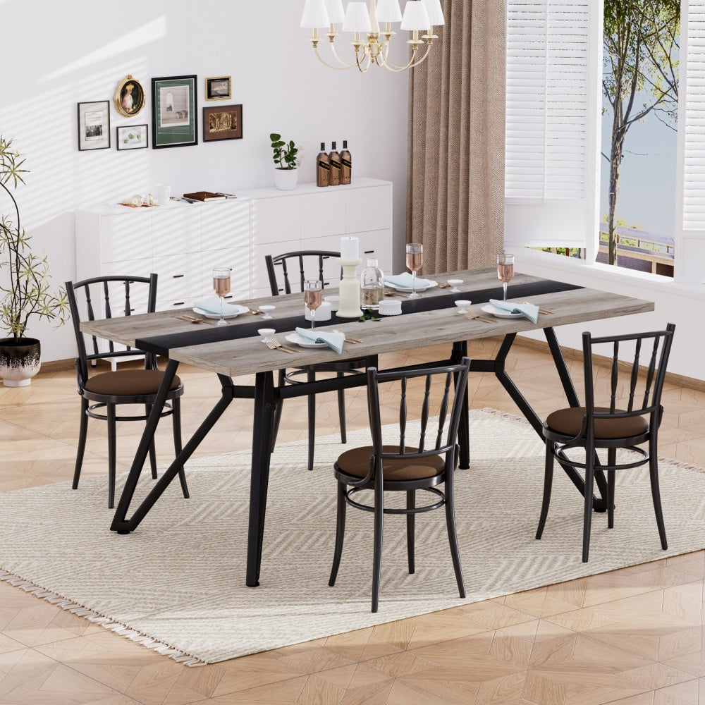 70.9"Rectangular Large Dining Table, Waterproof Large Desk for 8 People, Deluxe Family Dining Table with Adjustable Legs for Kitchen,Living Room,Office, Gray,70.9''W x 35.4''D x 30.0''H