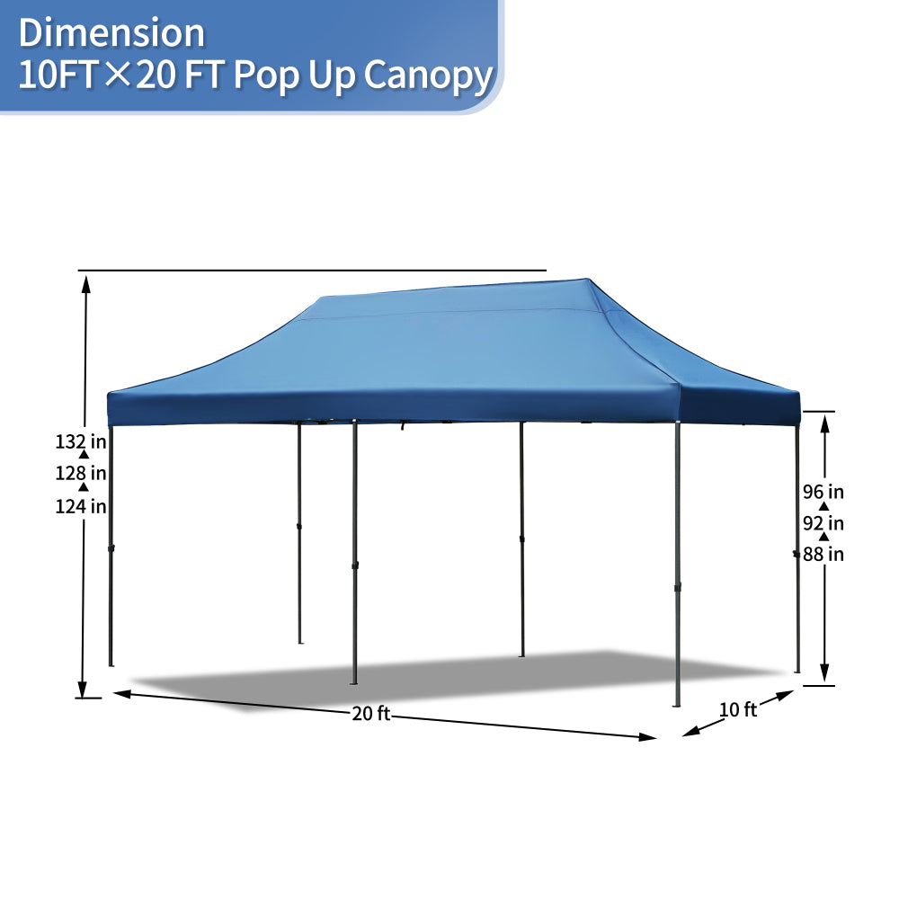 TREXM 10x20 Pop Up Canopy Tent with 6 Sidewalls, Heavy Duty Party Tent, UV and Waterproof Protection, 3 Height Adjustable Outdoor Canopy Tent with Roller Bag for Weddings, Events, and Beach, Blue