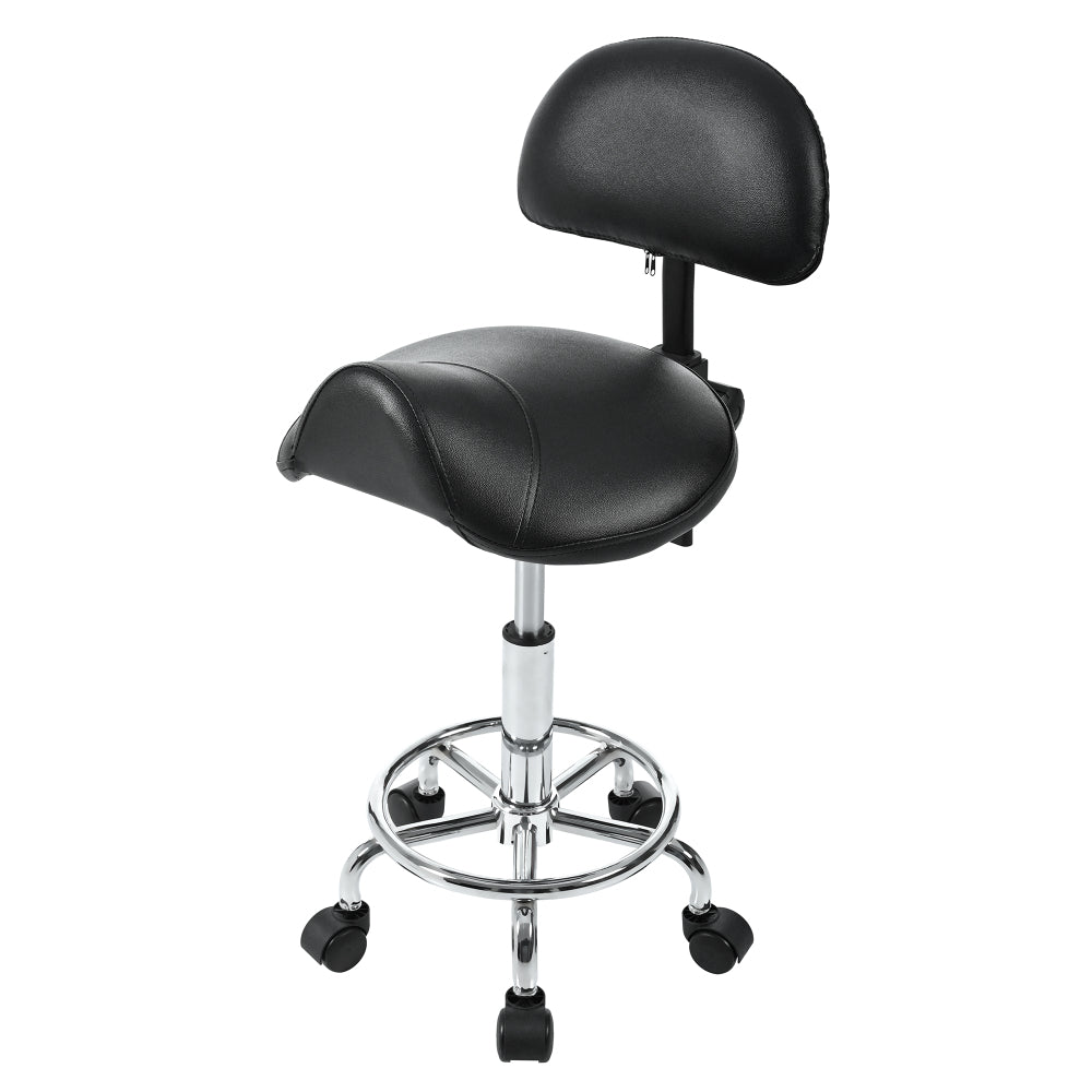 Saddle Stool with Back Support, Rolling Stools with Foot Rest, Ergonomic Adjustable Stool with Wheels, Backrest Adjustable Height & Angle for Salon Spa Tattoo Massage Swivel Stool Chair.(N753P243053B)