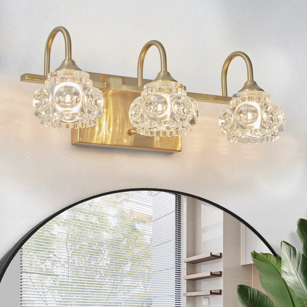 29" Nickel Finish Vintage Crystal Vanity Light - Elegant 5-Light Bathroom Mirror Fixture with Clear Glass Shades (No Bulbs)
