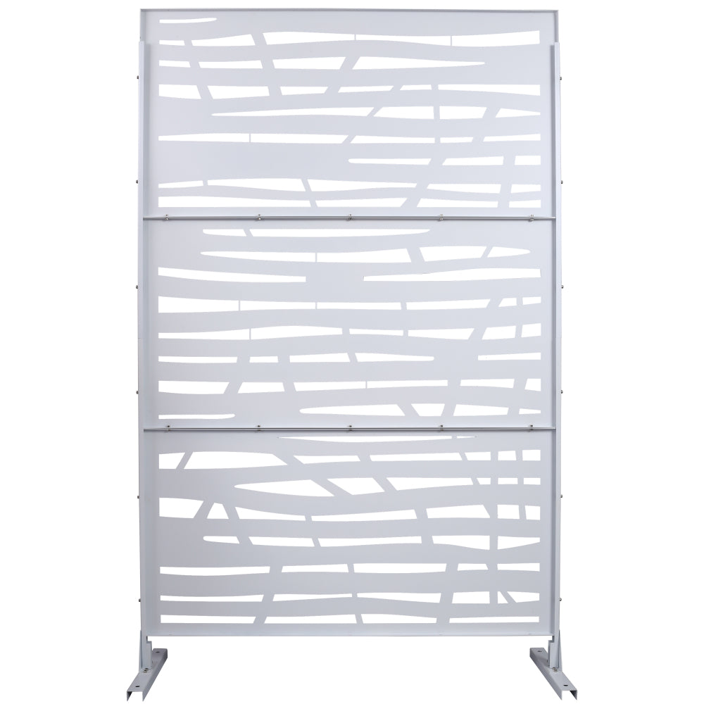 Outdoor & Indoor Privacy Screen Metal Privacy Screen 76" H×48" W, Freestanding Decorative Privacy Screen for Deck Balcony Patio, Privacy Fence Panels for Outside Lawn Garden PS109 WHITE