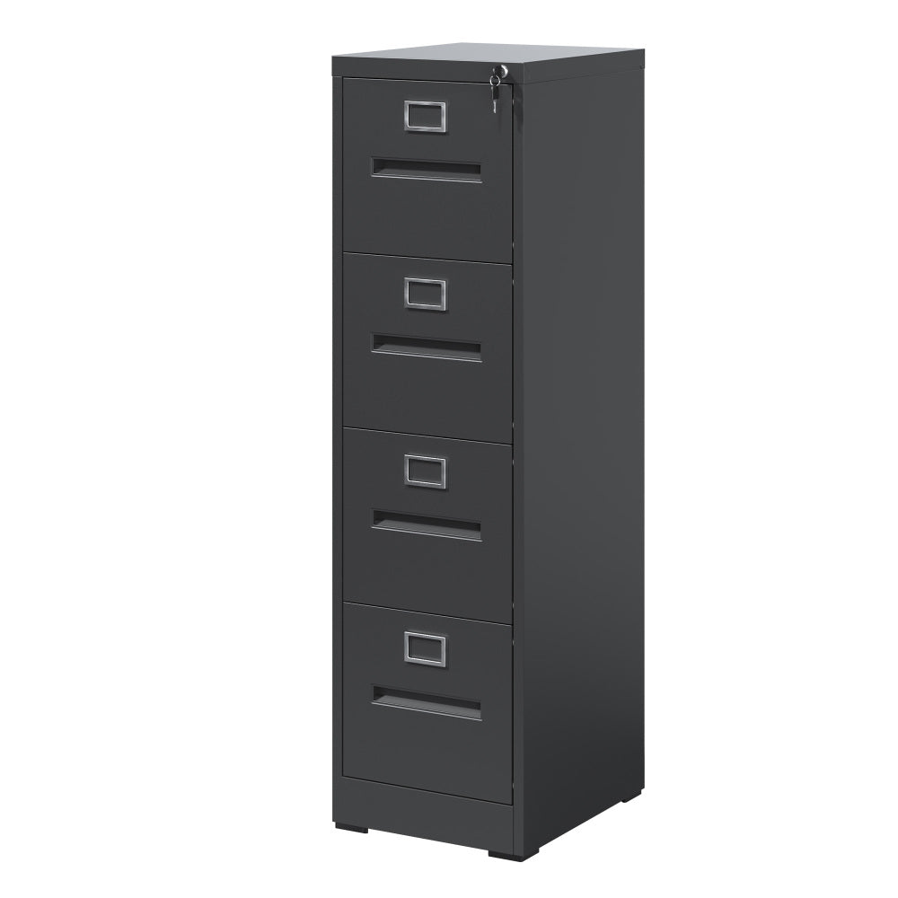 3 Drawer Metal Vertical File Cabinet with Lock and Card Slot Office Home Vertical File Cabinet for A4 Legal/Letter Size Narrow File Cabinet Locked,Assembly Required (Black)
