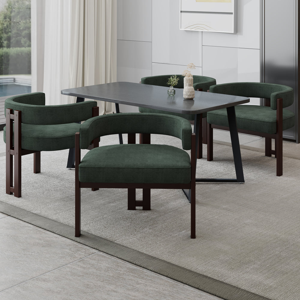 Modern Accent Chair Chenille Upholstered Armchair with Open Back 3 Legs Barrel Dining Chair Comfy Side Chair for Living Room/Bedroom/Dining Room Set of 2 (Emerald)