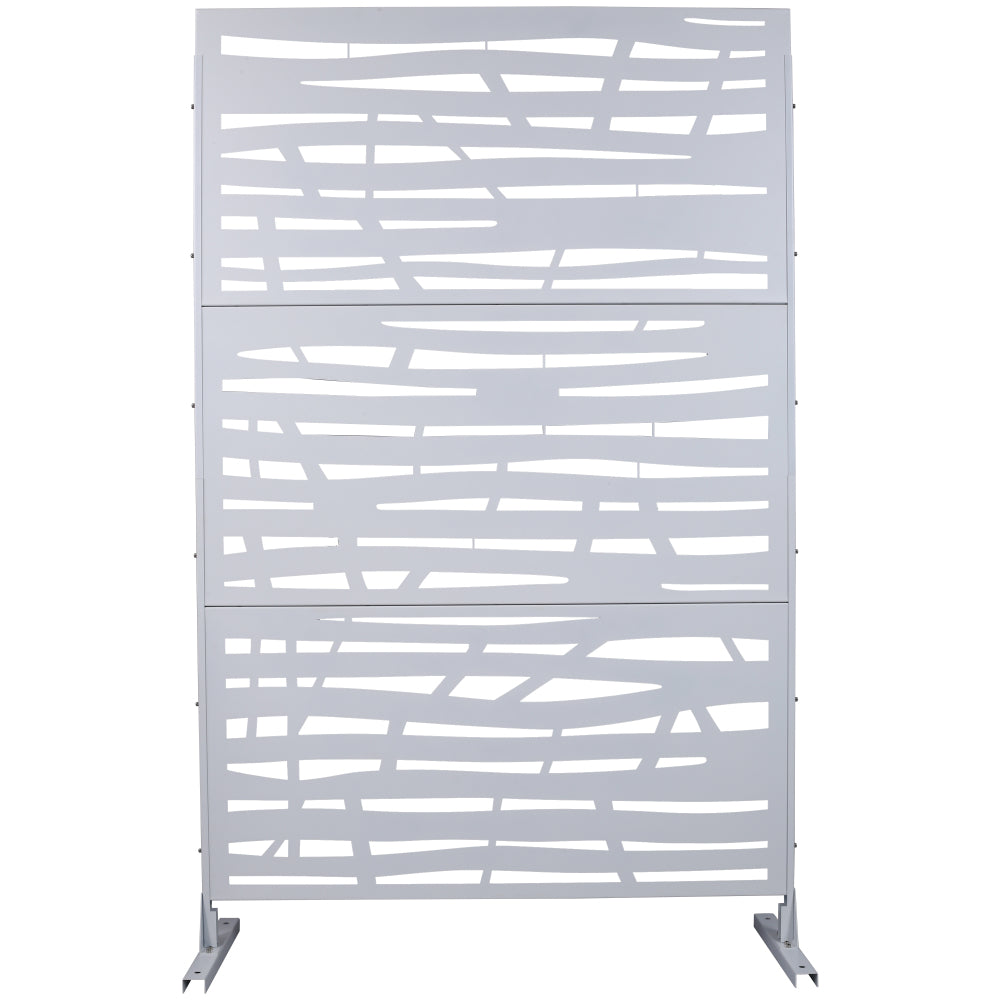 Outdoor & Indoor Privacy Screen Metal Privacy Screen 76" H×48" W, Freestanding Decorative Privacy Screen for Deck Balcony Patio, Privacy Fence Panels for Outside Lawn Garden PS109 WHITE