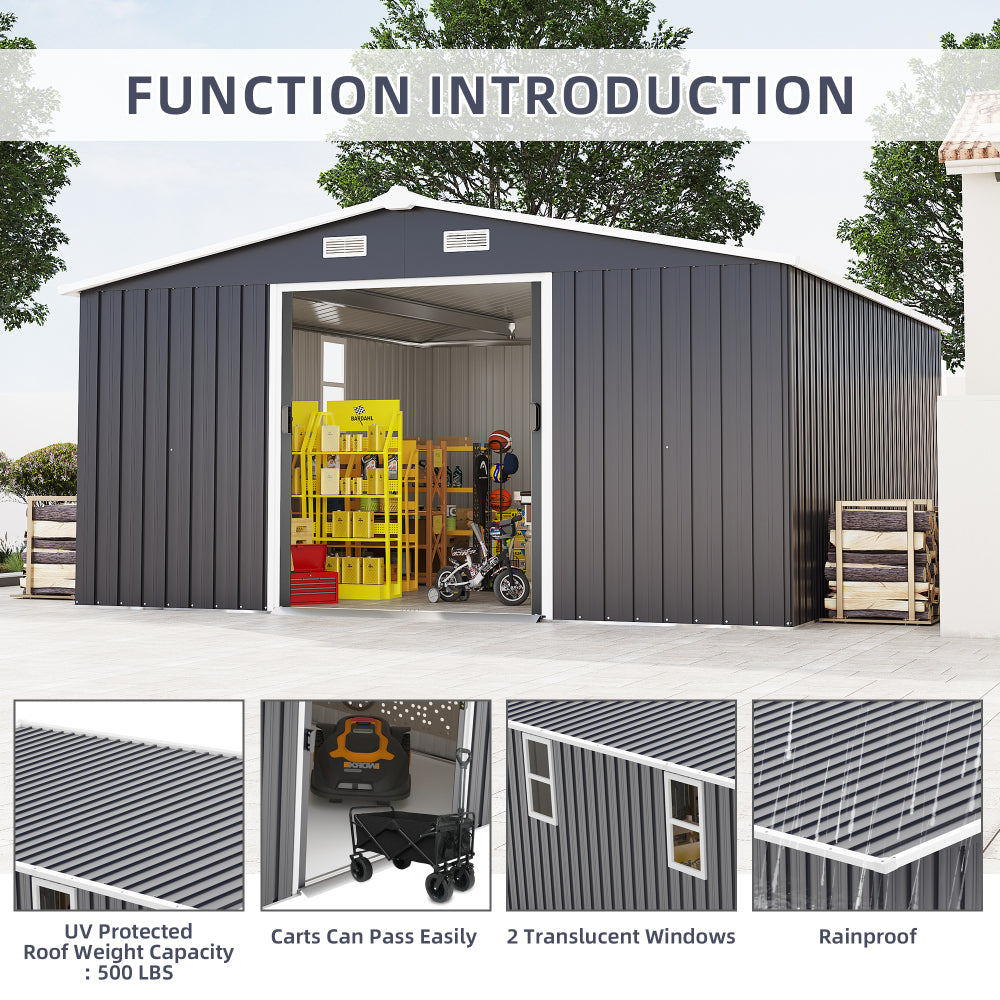 Campcraft 10*12ft 0.25mm color steel plate, surface protective film, Two daylight Windows, A practical and thoughtful gift,two colors can be freely selected storage sheds