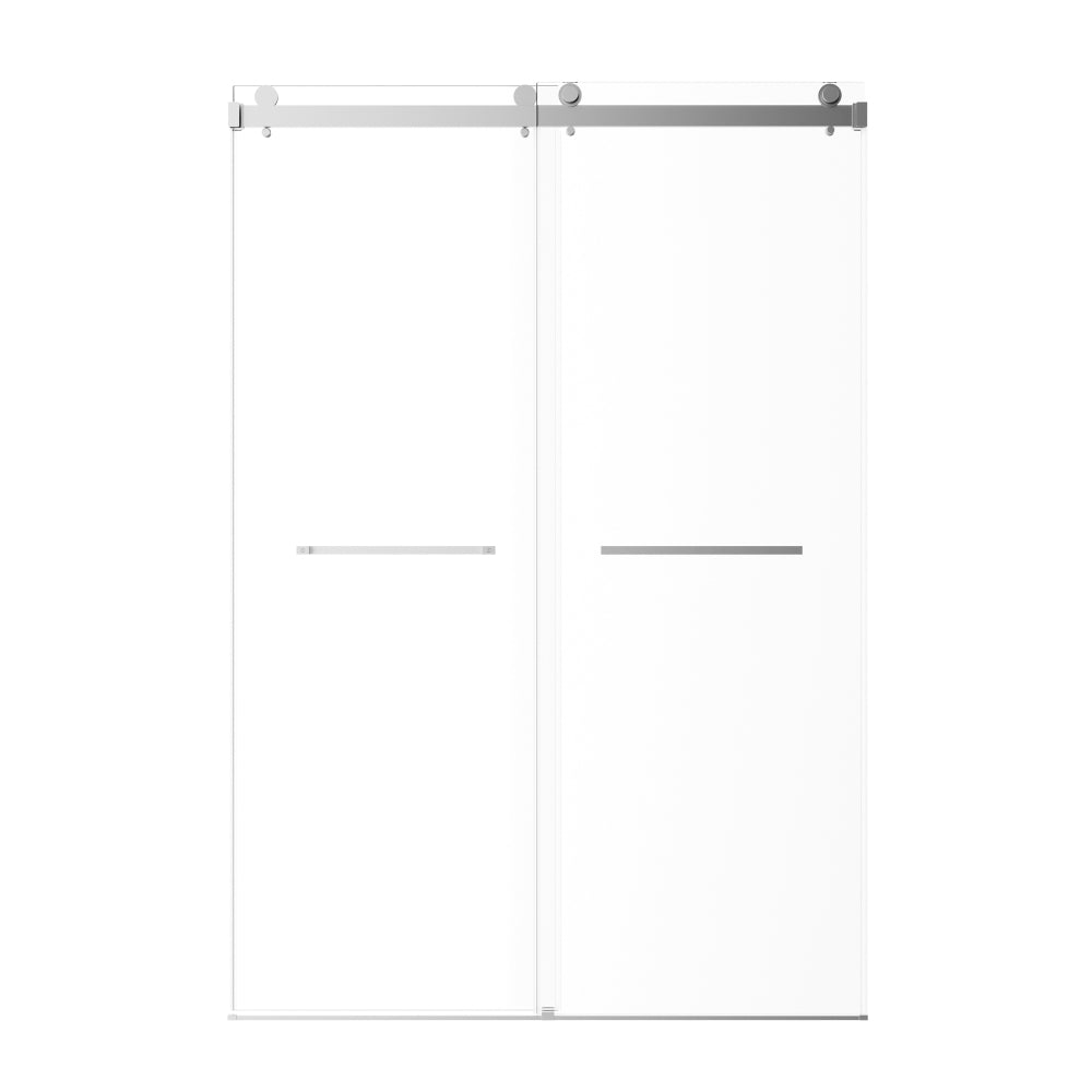 60" W x 76" H Frameless Double Sliding Shower Door, Soft-Close Brushed Nickel Shower Screen, 5/16" (8mm) Clear Nano-Coated Tempered Glass, Dual Stainless Steel Door Handles