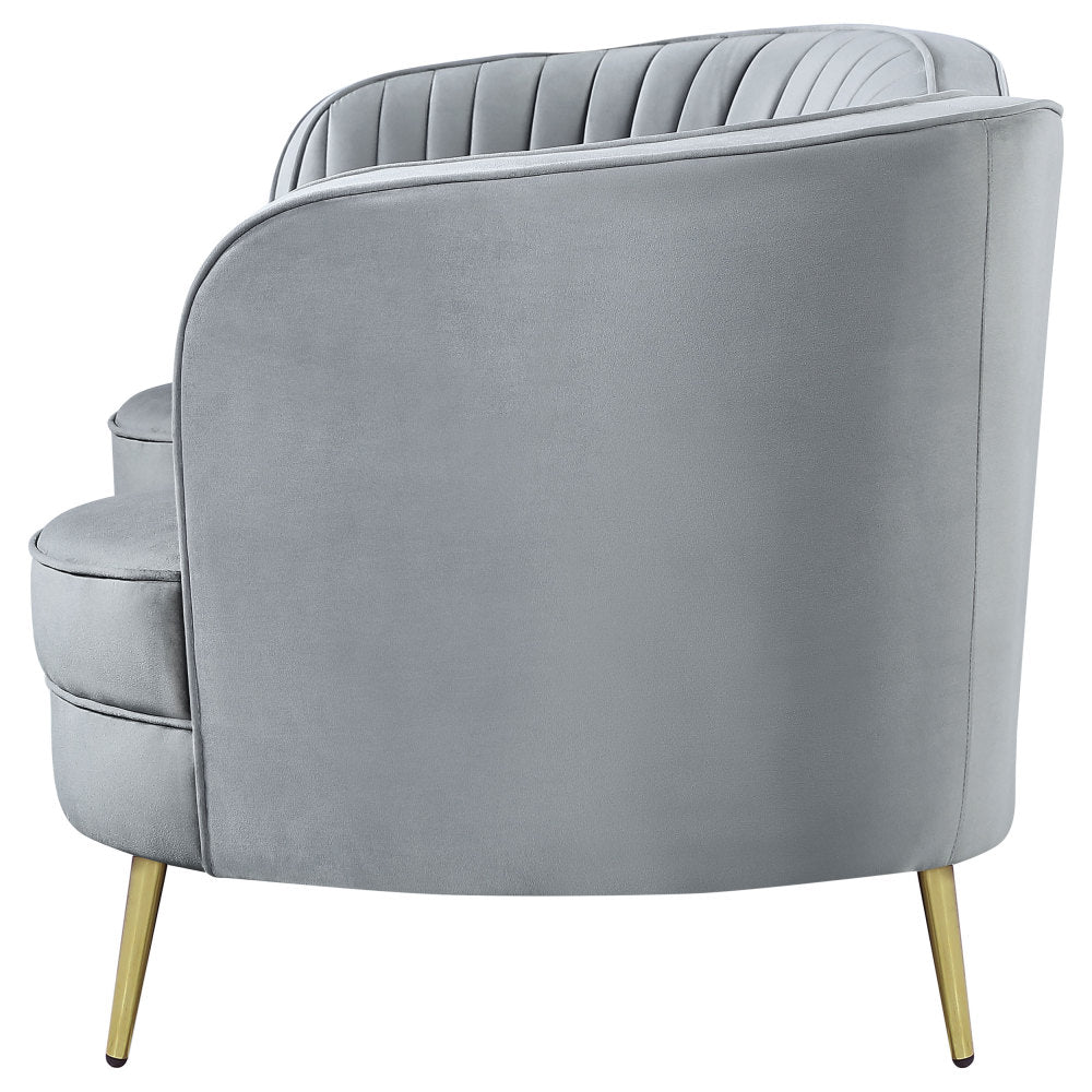 Reigha Grey and Gold Upholstered Loveseat