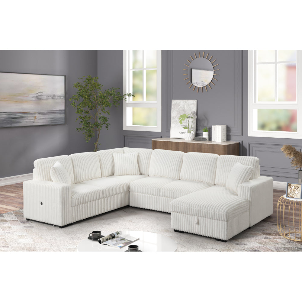 Grande Modern Style Sectional Sofa with USB-C, Sleeper Function & Storage Made with wood in Black (NJ INVENTORY)
