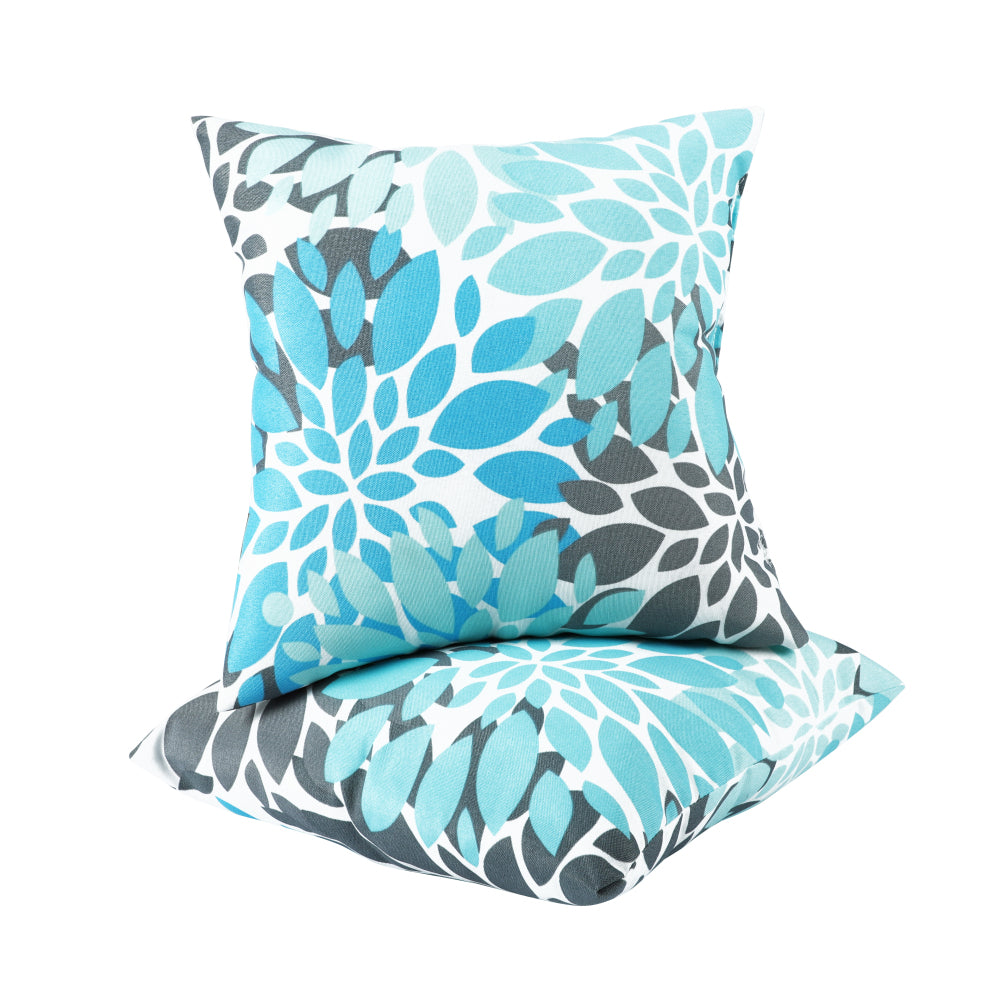 2 Pack Outdoor Throw Pillows, Waterproof & Fade-Resistant Patio Cushions for Garden, Porch, Poolside Furniture - Soft & Comfortable Decorative Pillow Covers (18x18 Inch, Blue)