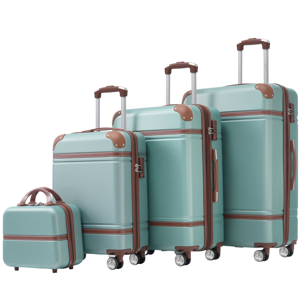 Hardshell Luggage Sets 4 Pieces 20"+24"+28" Luggages and Cosmetic Case Spinner Suitcase with TSA Lock  Lightweight