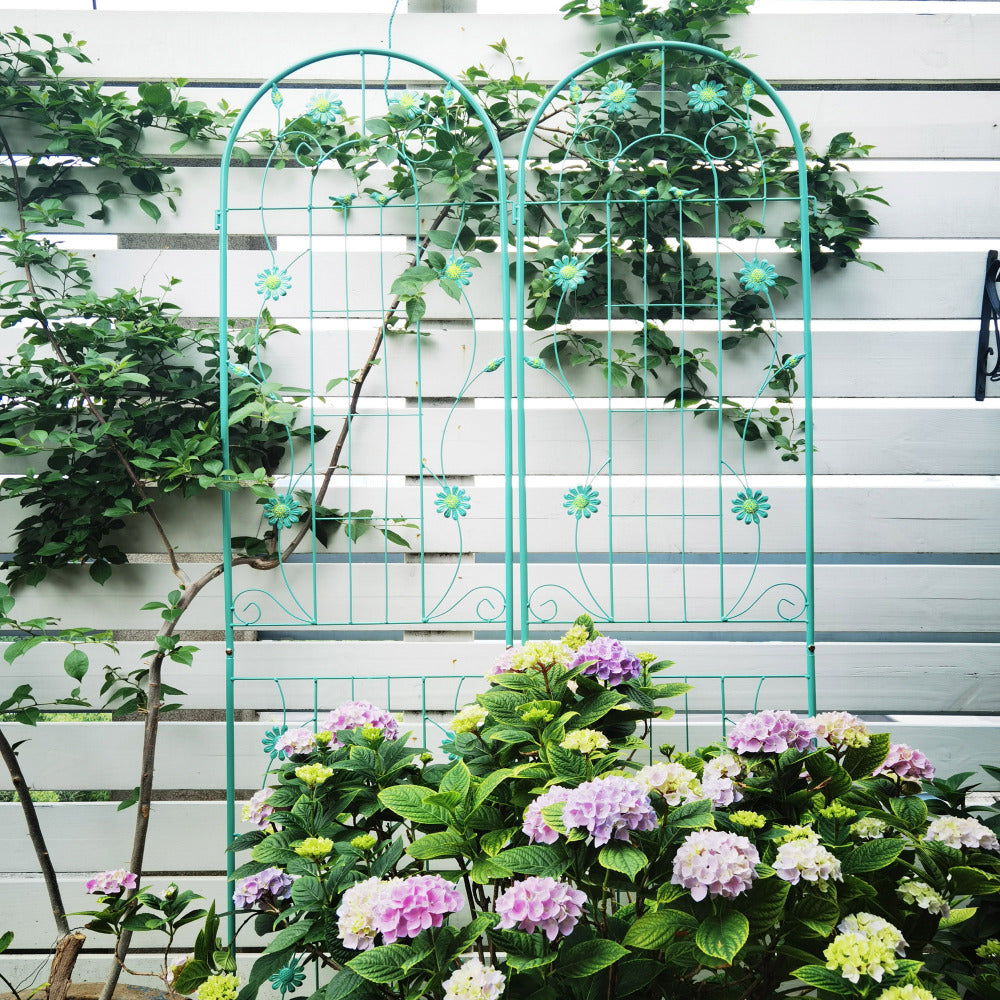 4 Pack Metal Garden Trellis 86.7" x 19.7" Rustproof Trellis for Climbing Plants Outdoor Flower Support Green