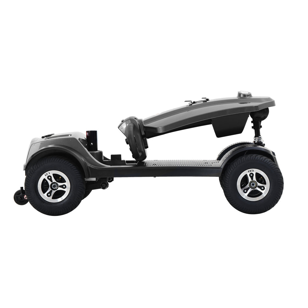MAX PLUS GREY 4 Wheels Outdoor Compact Mobility Scooter with Rear Basket,16 Miles, Cup Holders & USB charger Port