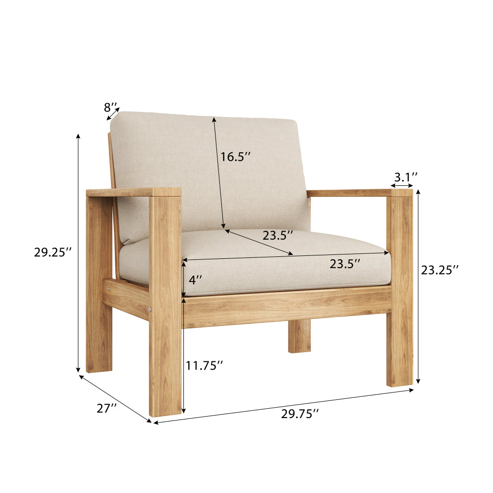 Outdoor Patio Chair with Cushions (Set of 2)