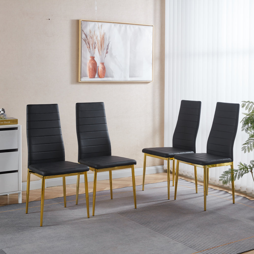 chair  set of 4,GOLDEN COLOR LEG,BLACK SEAT
