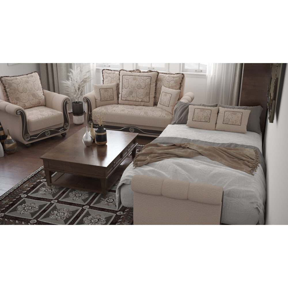 PrimeNest Timberline Collection Upholstered Convertible Sofabed with Storage, Beige