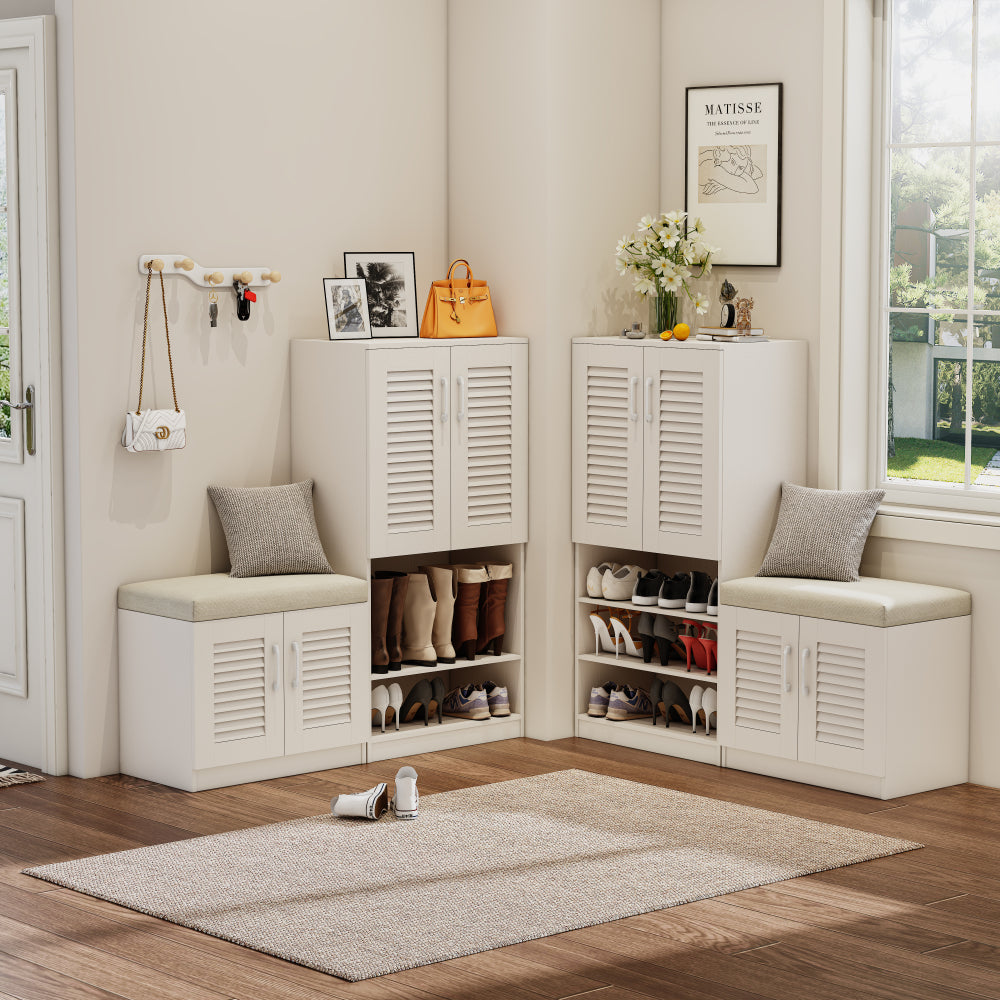Multi functional Shoe Storage Cabinet with Bench & 7+3 Storage compartment, Adjustable layer board
, Shoe Bench with Cushion for Entryway,  Freestanding Shoe Rack for  Mudroom, Hallway,oak
