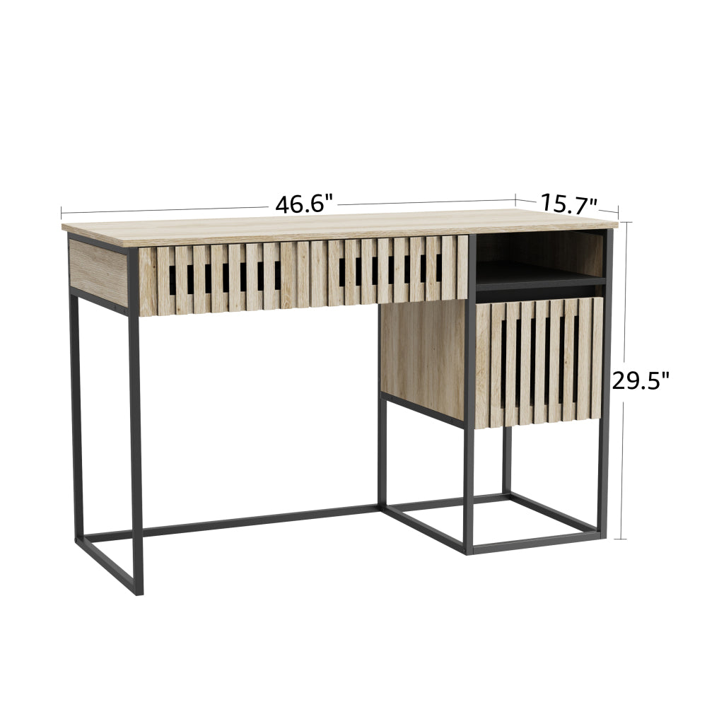 Fluted,Desk,Computer Desk,Dresser,With Drawers / Storage,Easy Assembly,Metal Frame,Modern Minimalist,Vertical stripe element