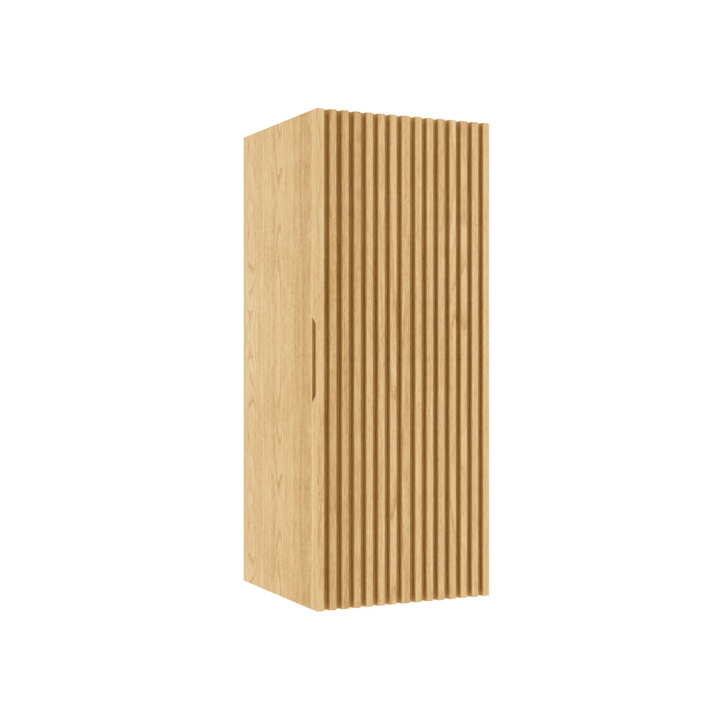 BOI 12" Wall-Mounted Floating Striped Bathroom Vanity Side Cabinet with a Door and a Shelf, (Suitable for BRON Bathroom Vanity), Corolla Oak Woodgrain Color