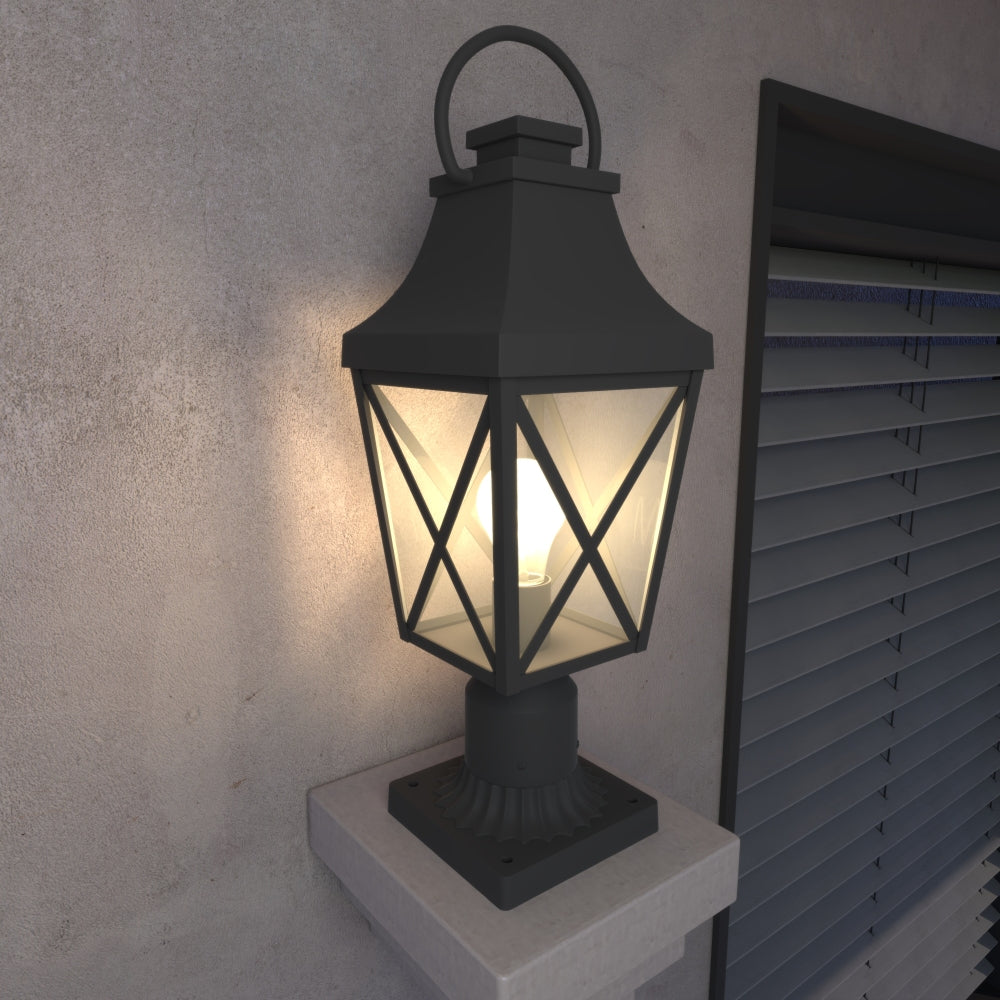 Black Outdoor Pendant Light 2-Light Outside Pendant Hanging Light Fixture Ceiling Mount with Clear Glass Industrial Hanging Cage Chandelier for Porch,Entryway,Doorway,Farmhouse (1 pack)