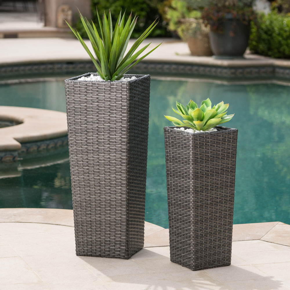 Rattan FLOWER POT - BROWN
