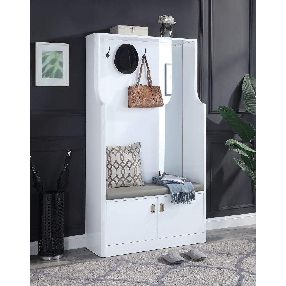 Buck II White High Gloss Finish Hall Tree