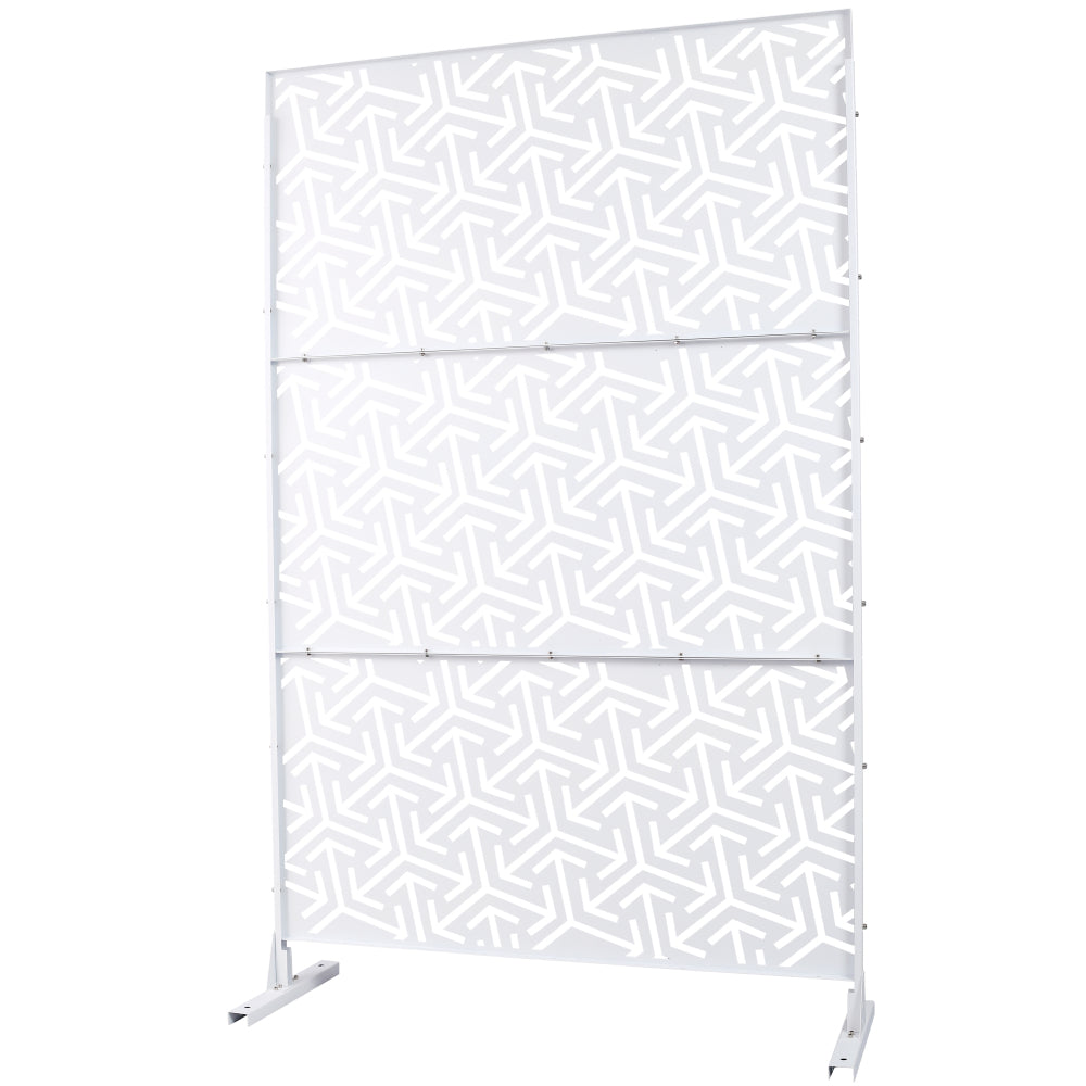 Outdoor & Indoor Privacy Screen Metal Privacy Screen 76" H×48" W, Freestanding Decorative Privacy Screen for Deck Balcony Patio, Privacy Fence Panels for Outside Lawn Garden PS120 WHITE
