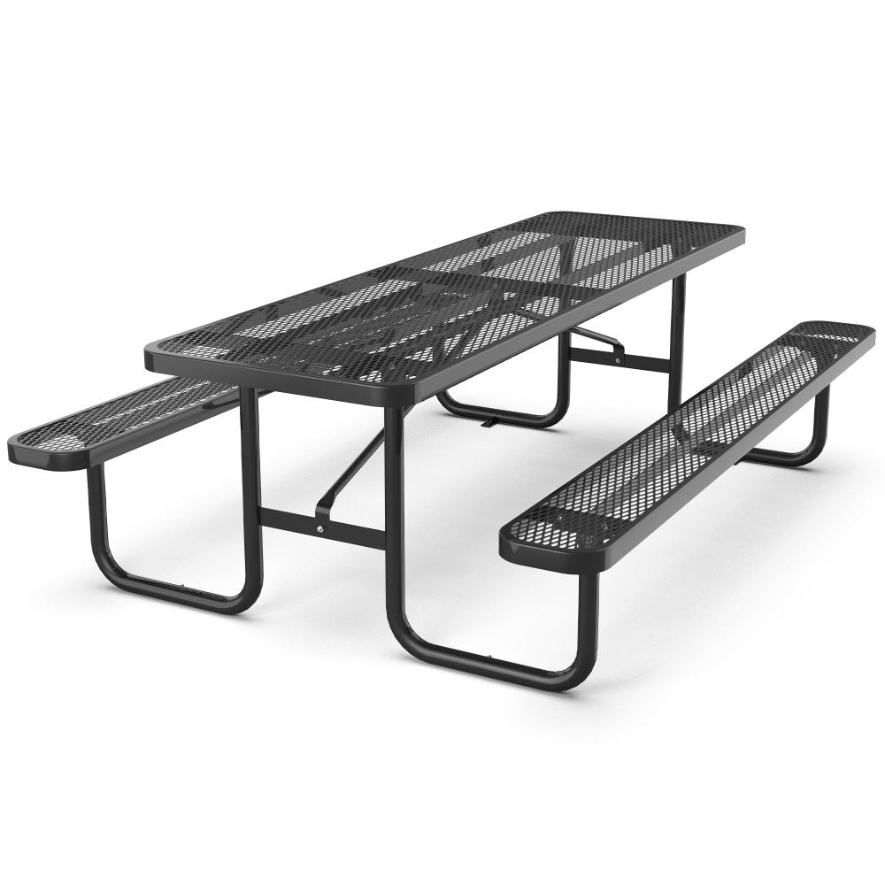Round Outdoor Steel Picnic Table 46" with umbrella hole,Blue