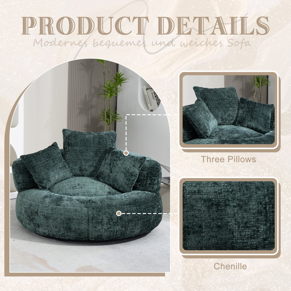 Lazy Sofa Durable Comfort Lounger High Back Bean Bag Chair Couch With Three Pillows for Adults and Kids, Indoor & Outdoor,  Single Gaming Sofa Chair For Bedroom,Office (Emerald Chenille)
