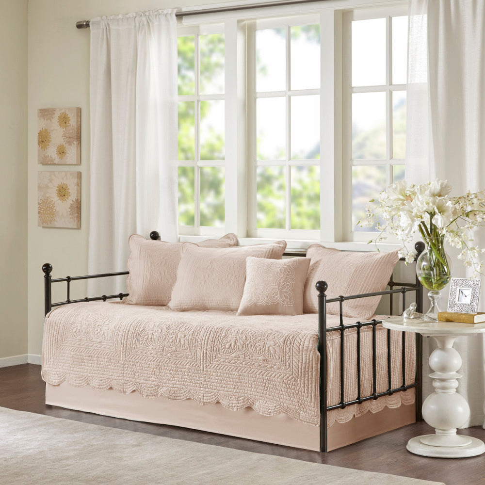 6 Piece Reversible Scalloped Edge Daybed Cover Set Seafoam Daybed