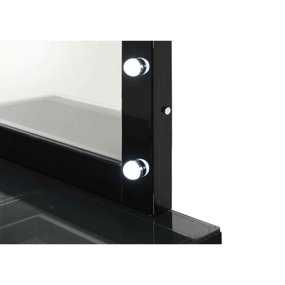 1pc Glam LED Lights in Frame Mirror Vanity Top Landscape Mirror Black